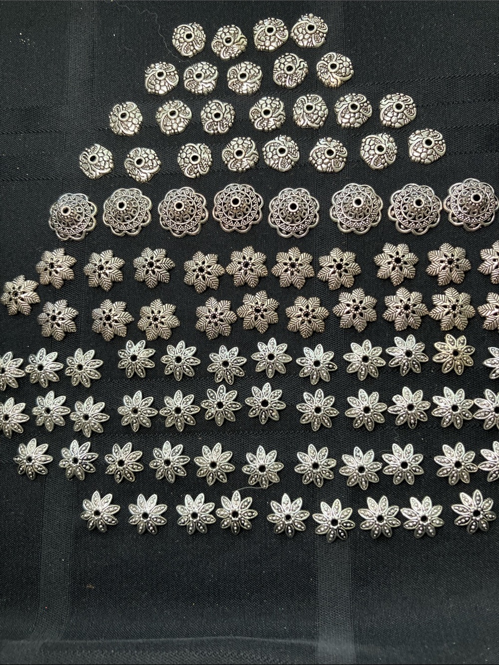 Silver Bead Caps Asmt/100